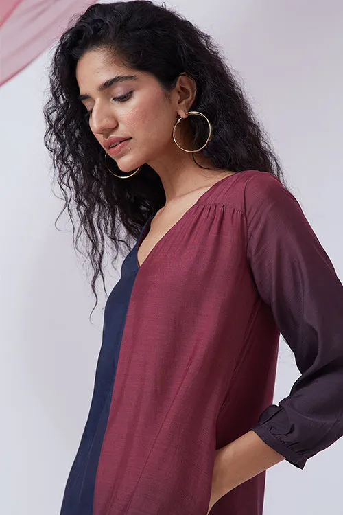 Okhai 'Dusky Sky' Ombre V-Neck Modal Silk Dress