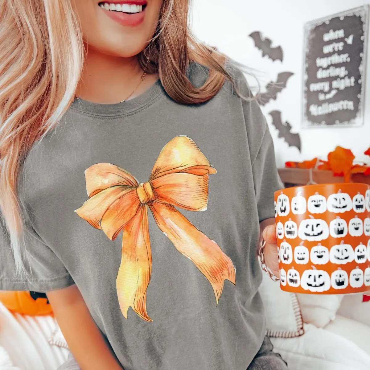 Orange Bow Wholesale Comfort Color Graphic Tee - Fast Shipping