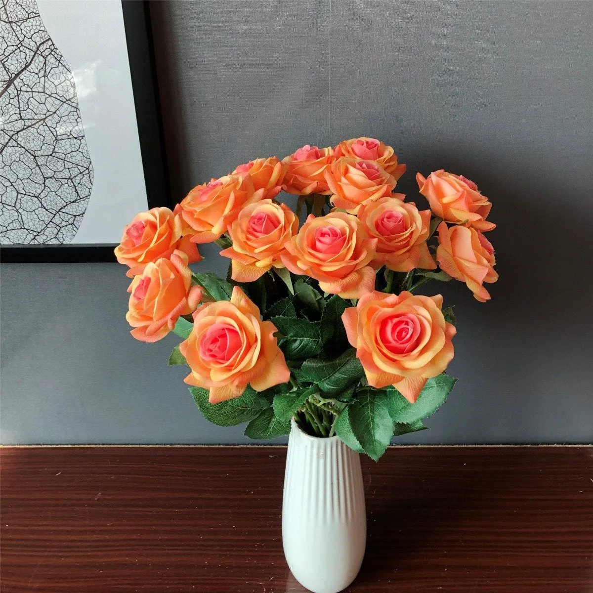 Orange Flowers Real Touch Roses for Fall Wedding