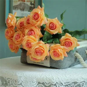 Orange Flowers Real Touch Roses for Fall Wedding