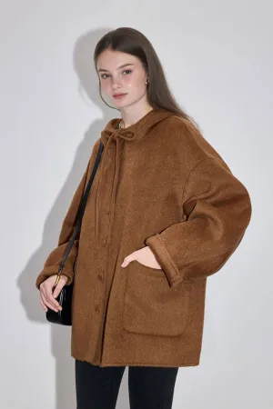 Oversized Double-Faced Wool Hooded Jacket