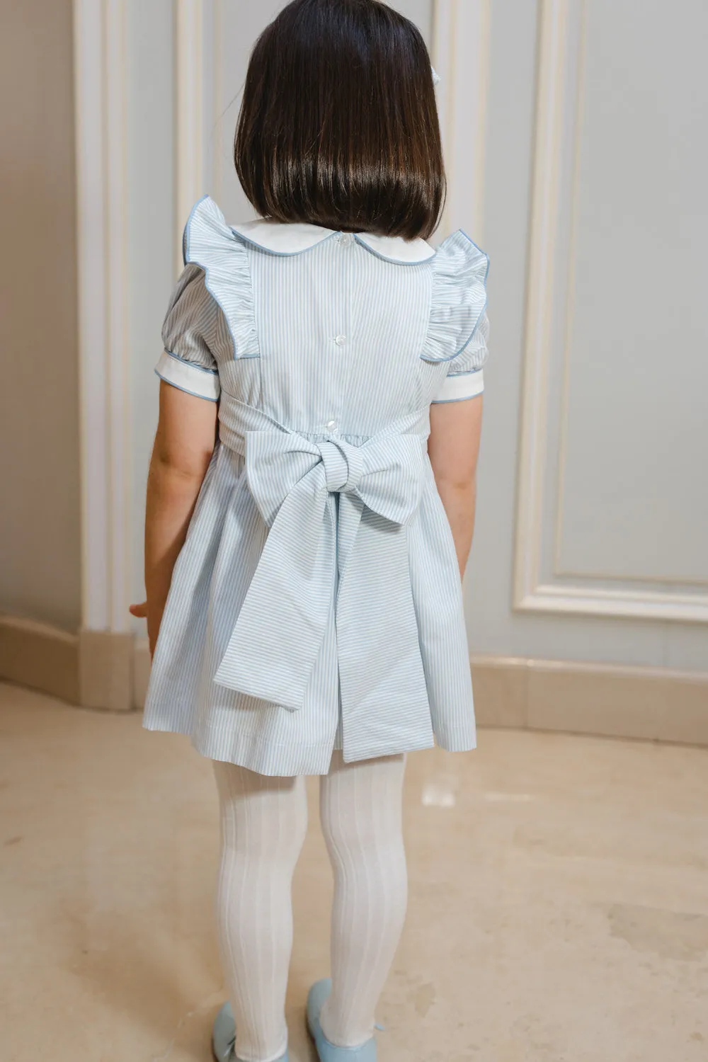 Oxford Bow Dress- Blue