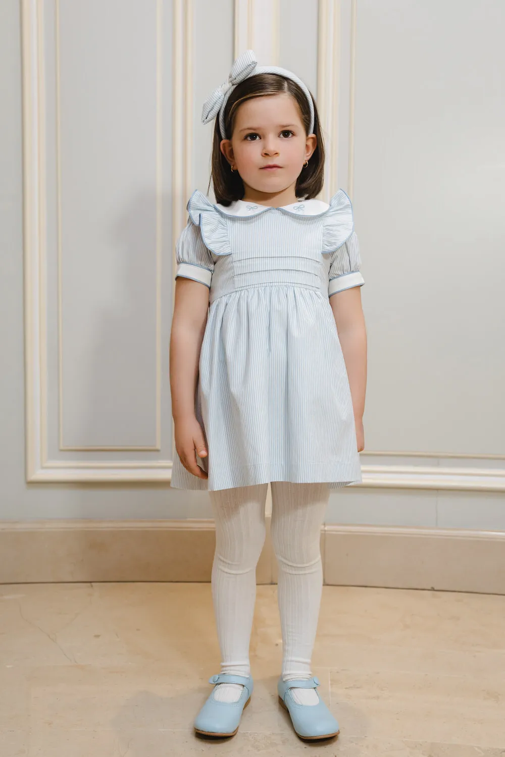 Oxford Bow Dress- Blue