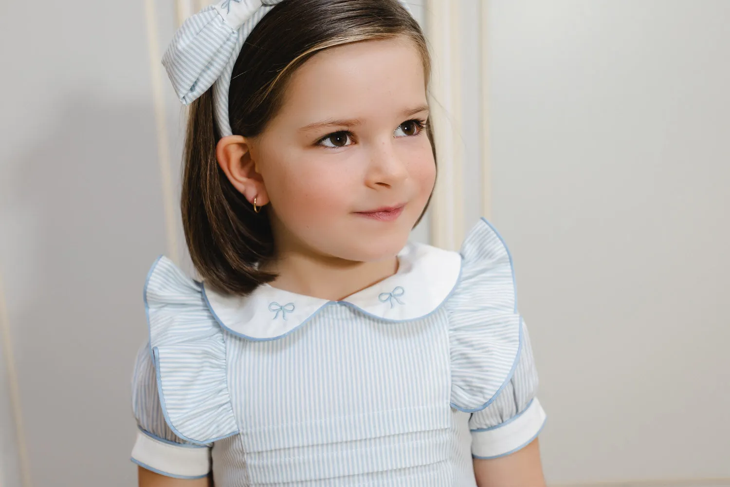 Oxford Bow Dress- Blue