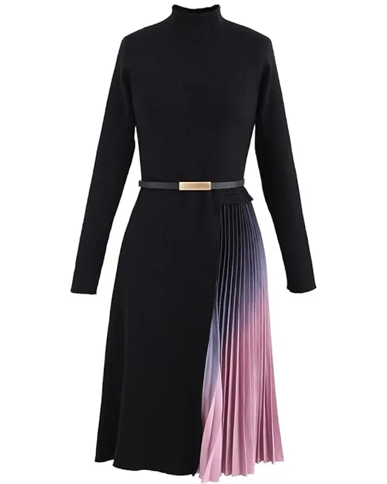 Pankh Persia shaded knit wool formal dress with belt