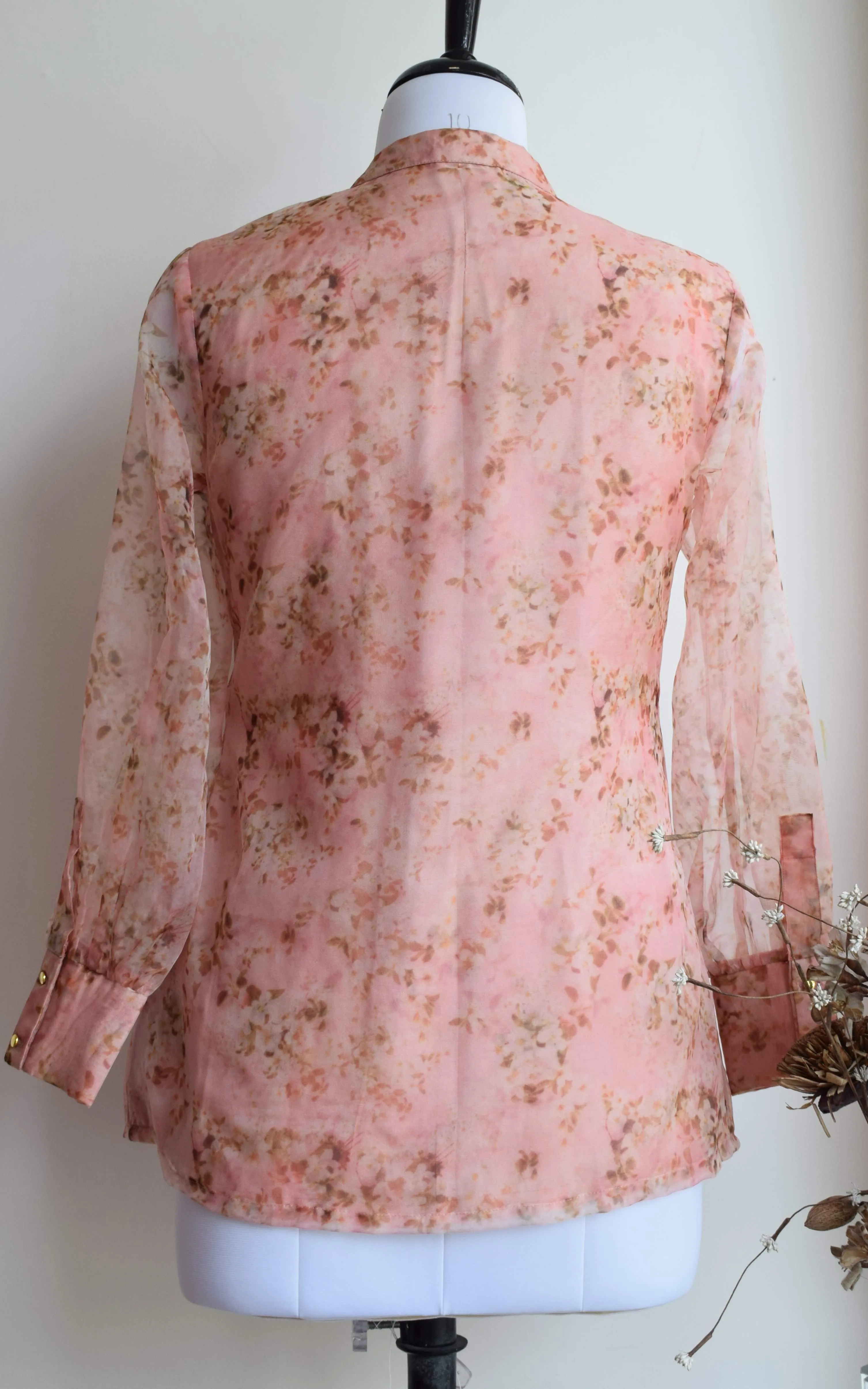 Pastel Pink Tie-Up Organza Shirt