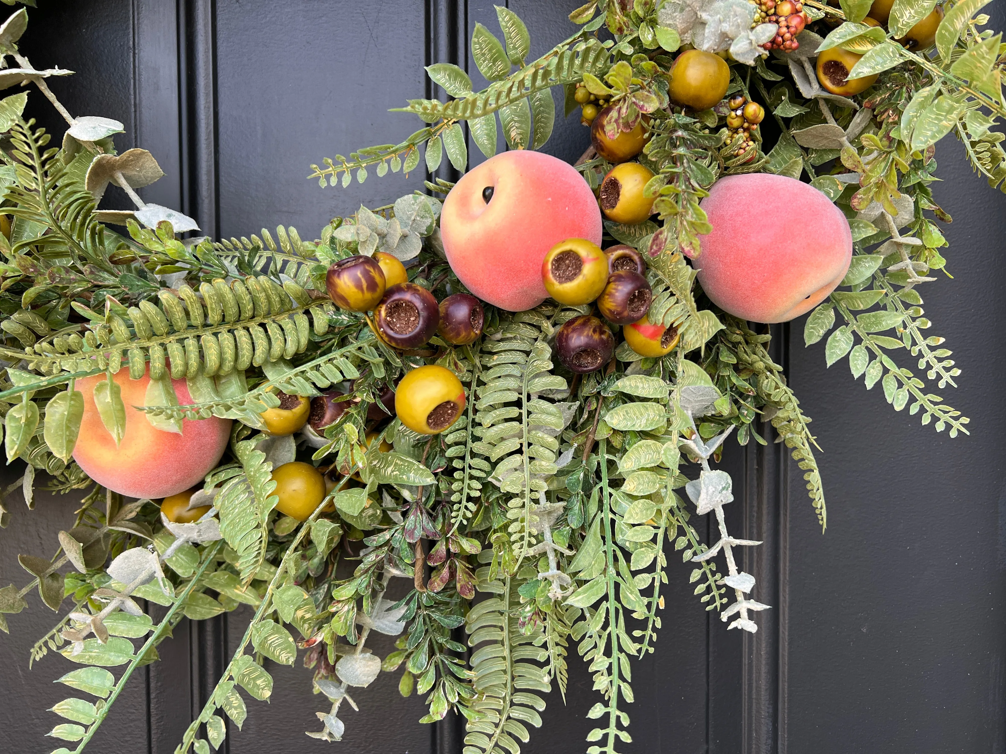 Peach Orchard Wreath for Front Door with Life-Size Fruit