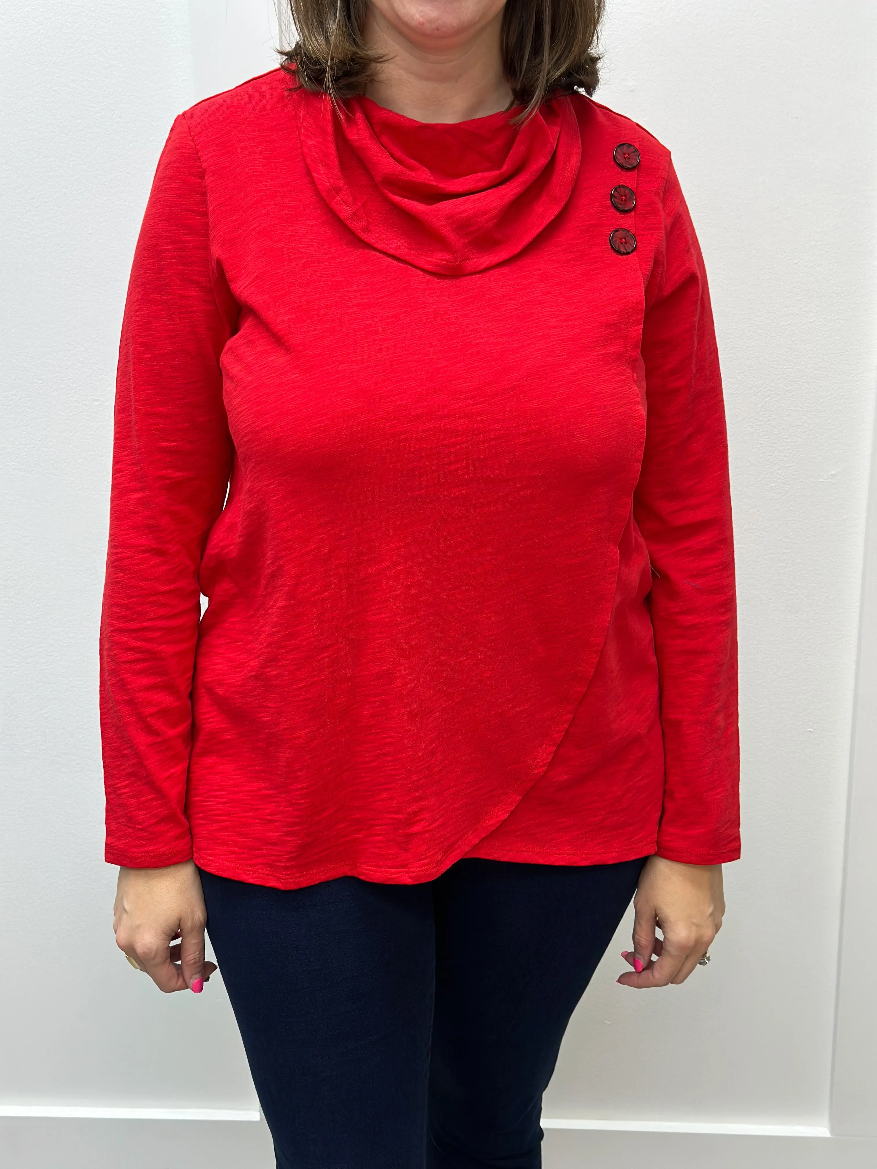 Peruvian Cotton Wrap Cowl Top - Apple