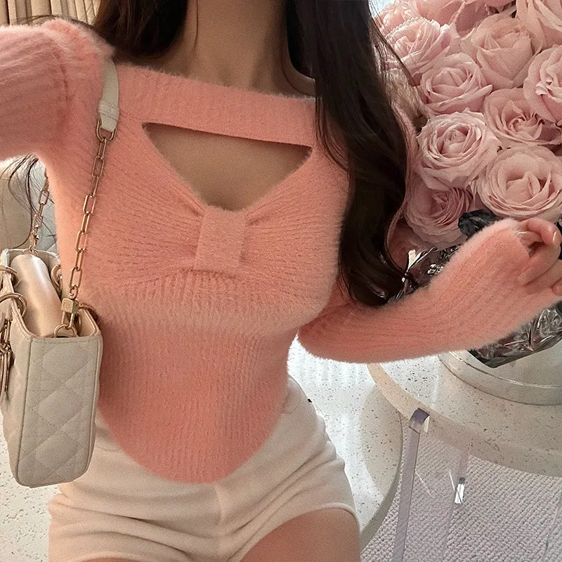 Pheobe Solid Color Long Sleeve Slim Cut Out Biw Ribbed Top