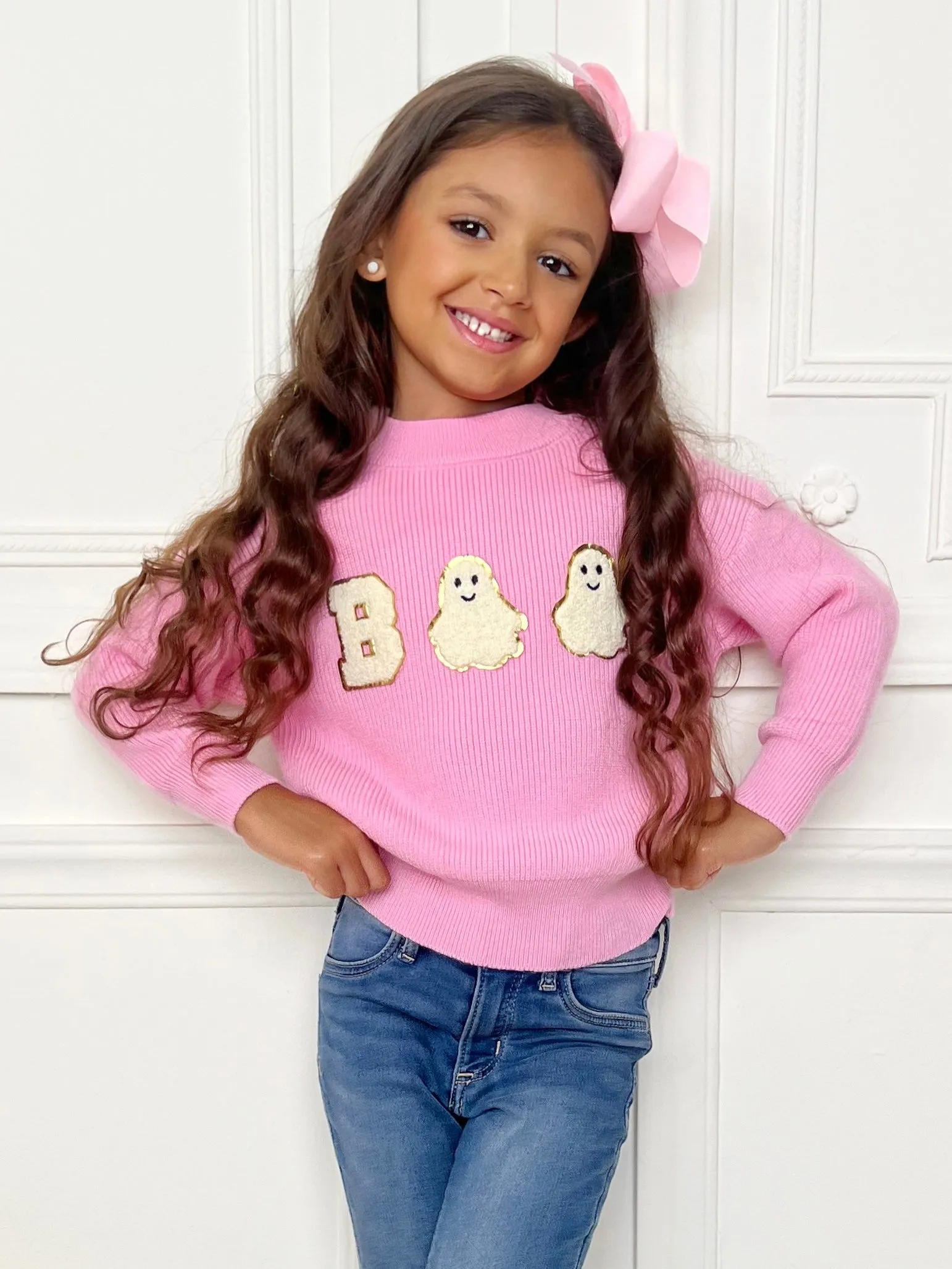 Pink Boo Ghost Halloween Sweater