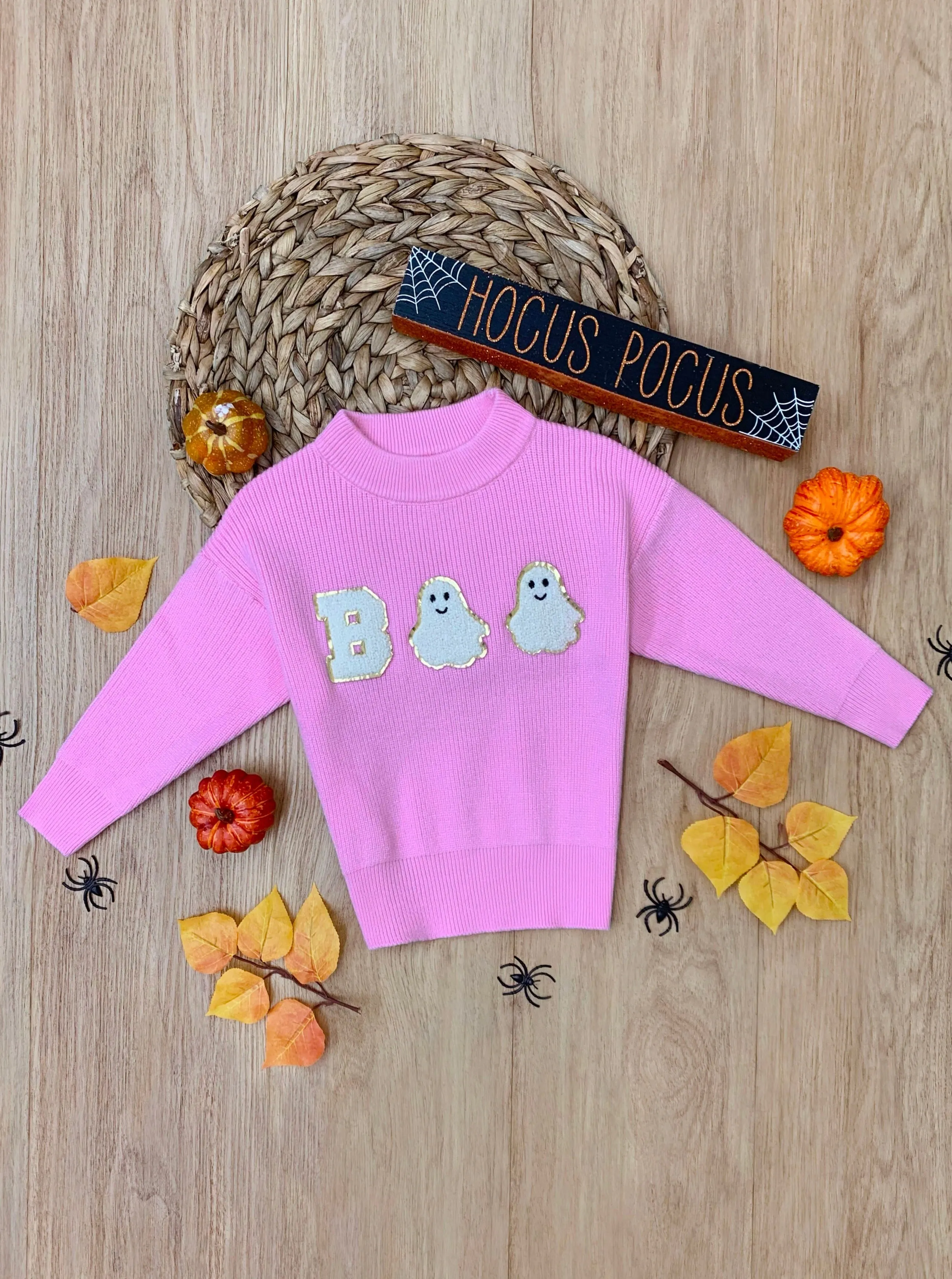 Pink Boo Ghost Halloween Sweater