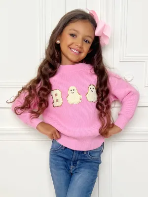 Pink Boo Ghost Halloween Sweater