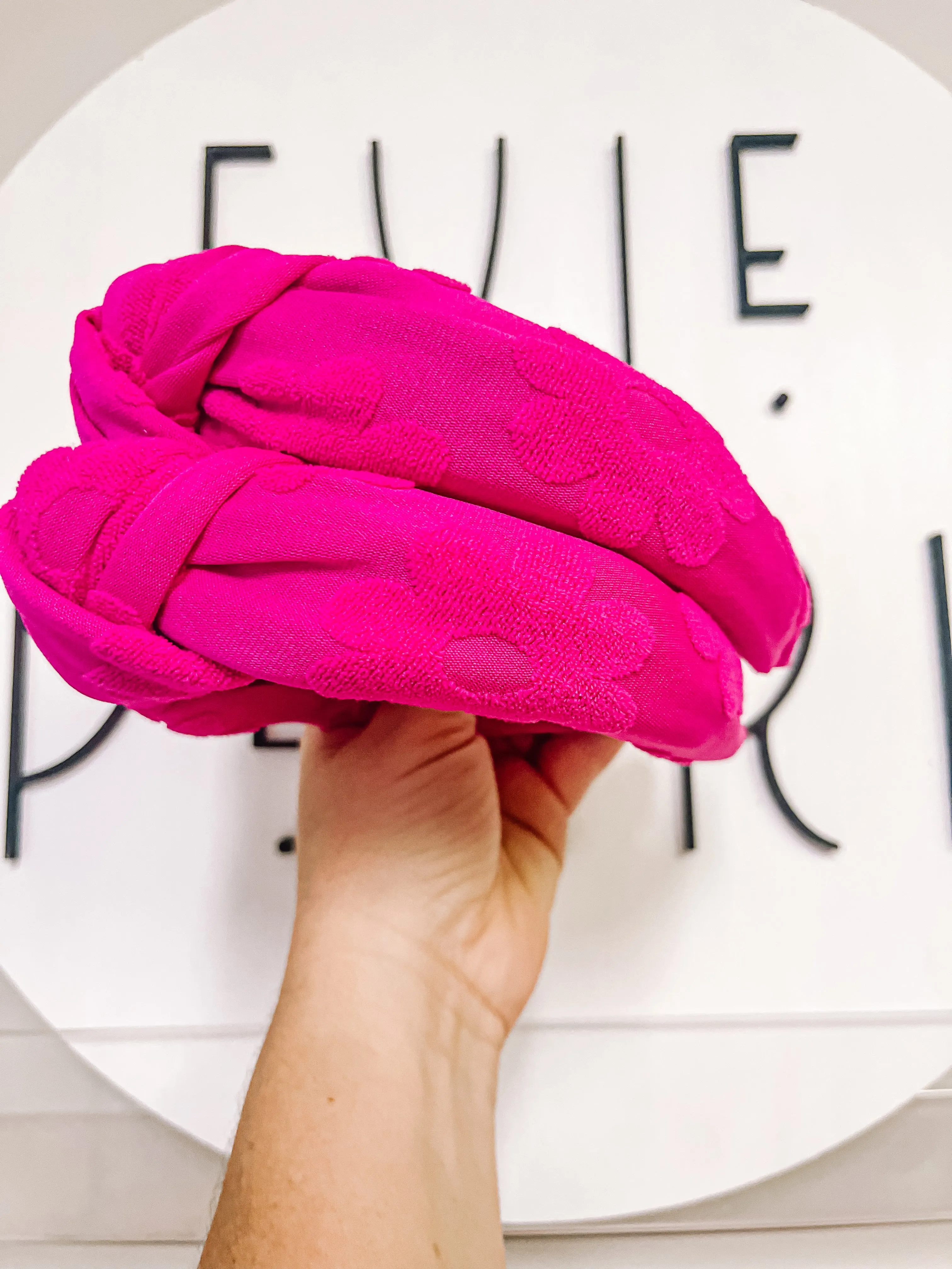 Pink| Flocked Daisy Knotted Headband for Girls & Women