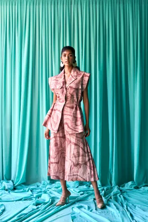 Pink Flow Print Linen Cord Set