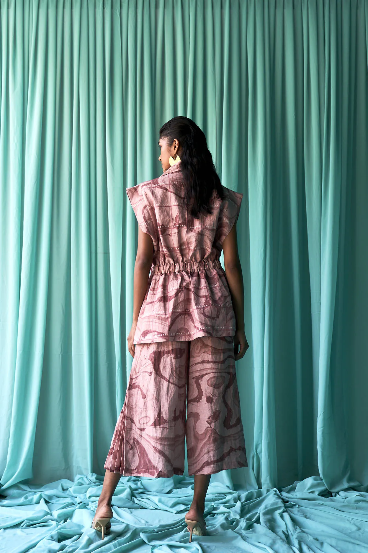 Pink Flow Print Linen Cord Set