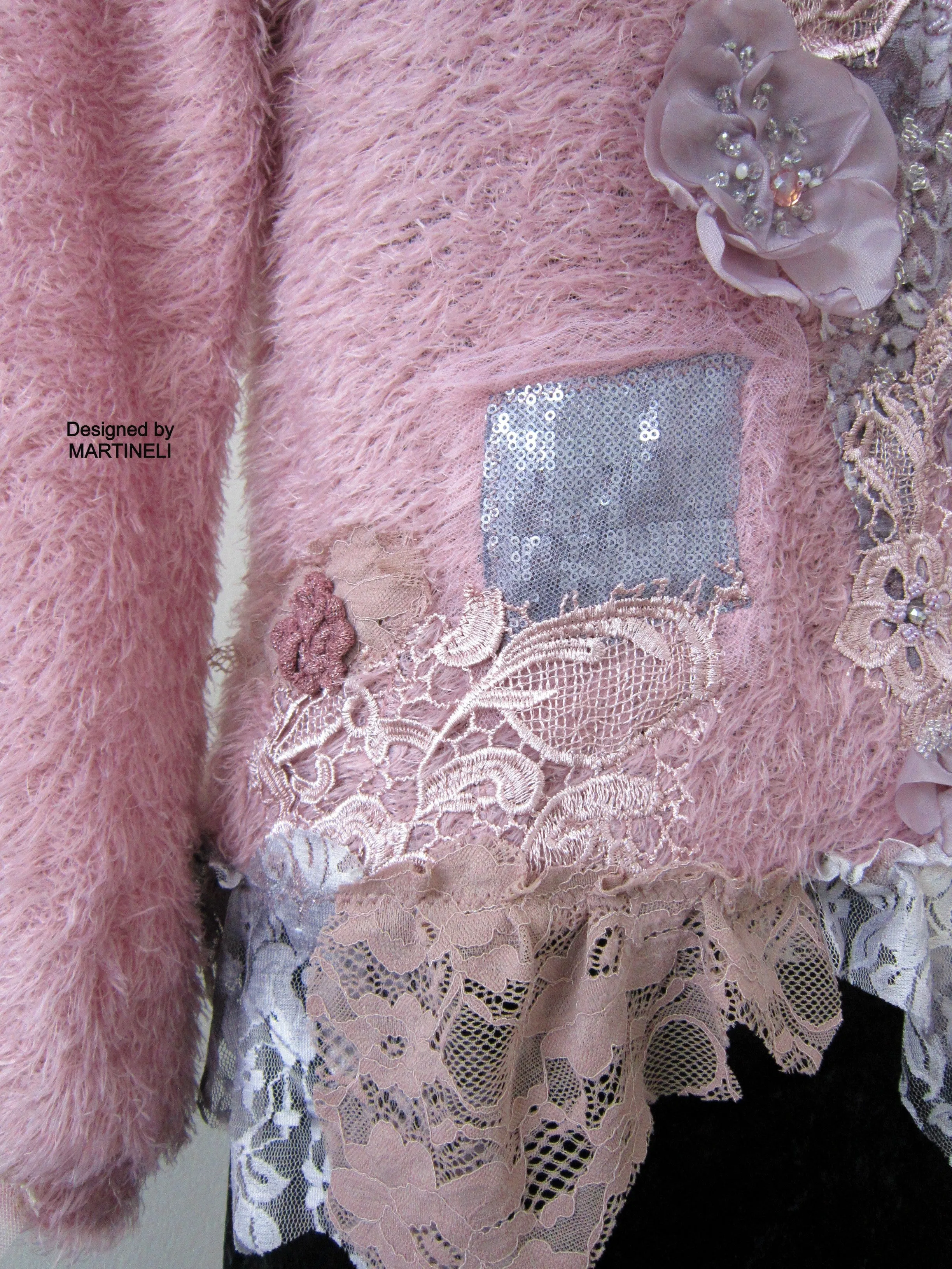 Pink Knit Sweater,S/M Boho Style Upcycled Clothing for Women