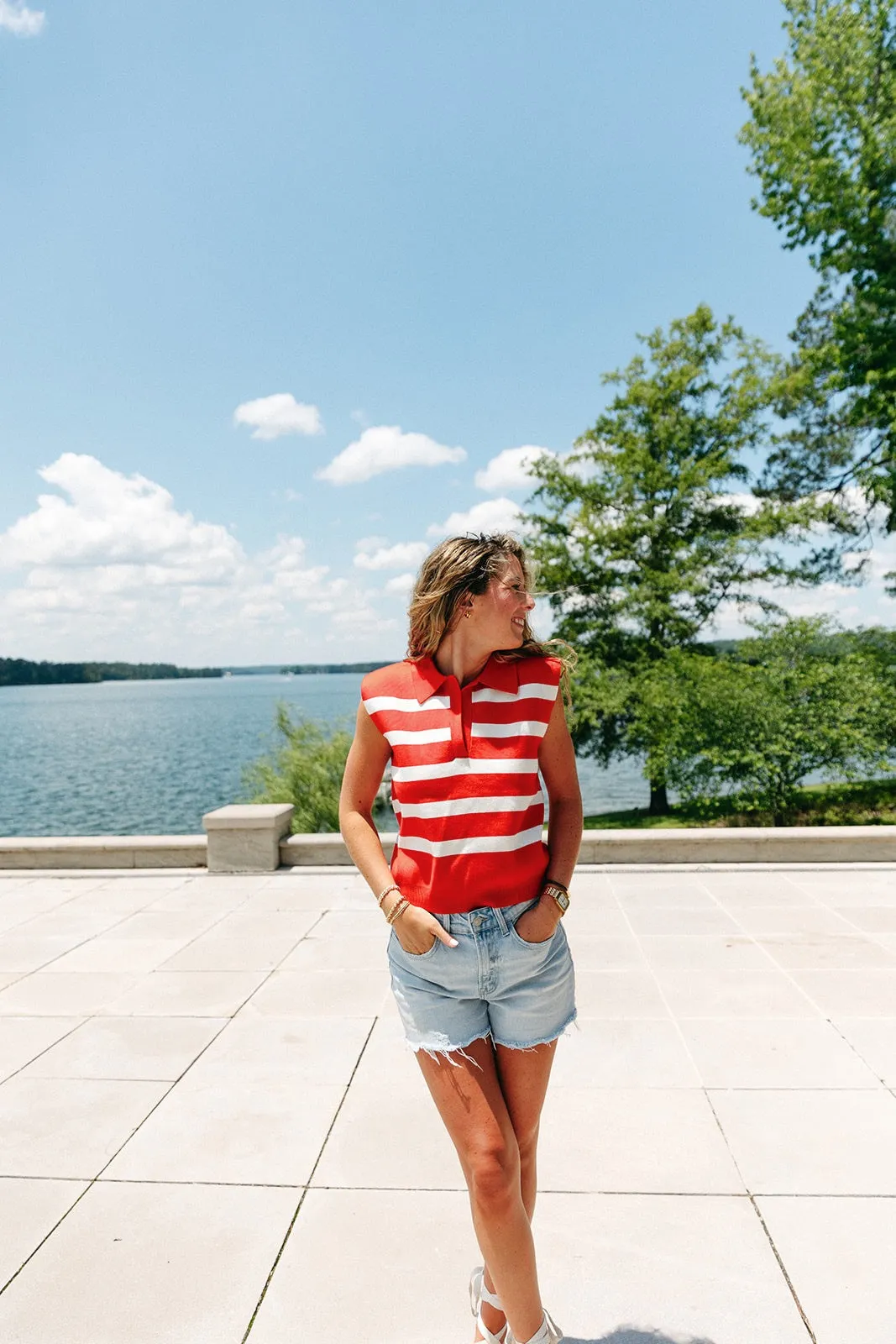 Plan Ahead Striped Top - Tomato