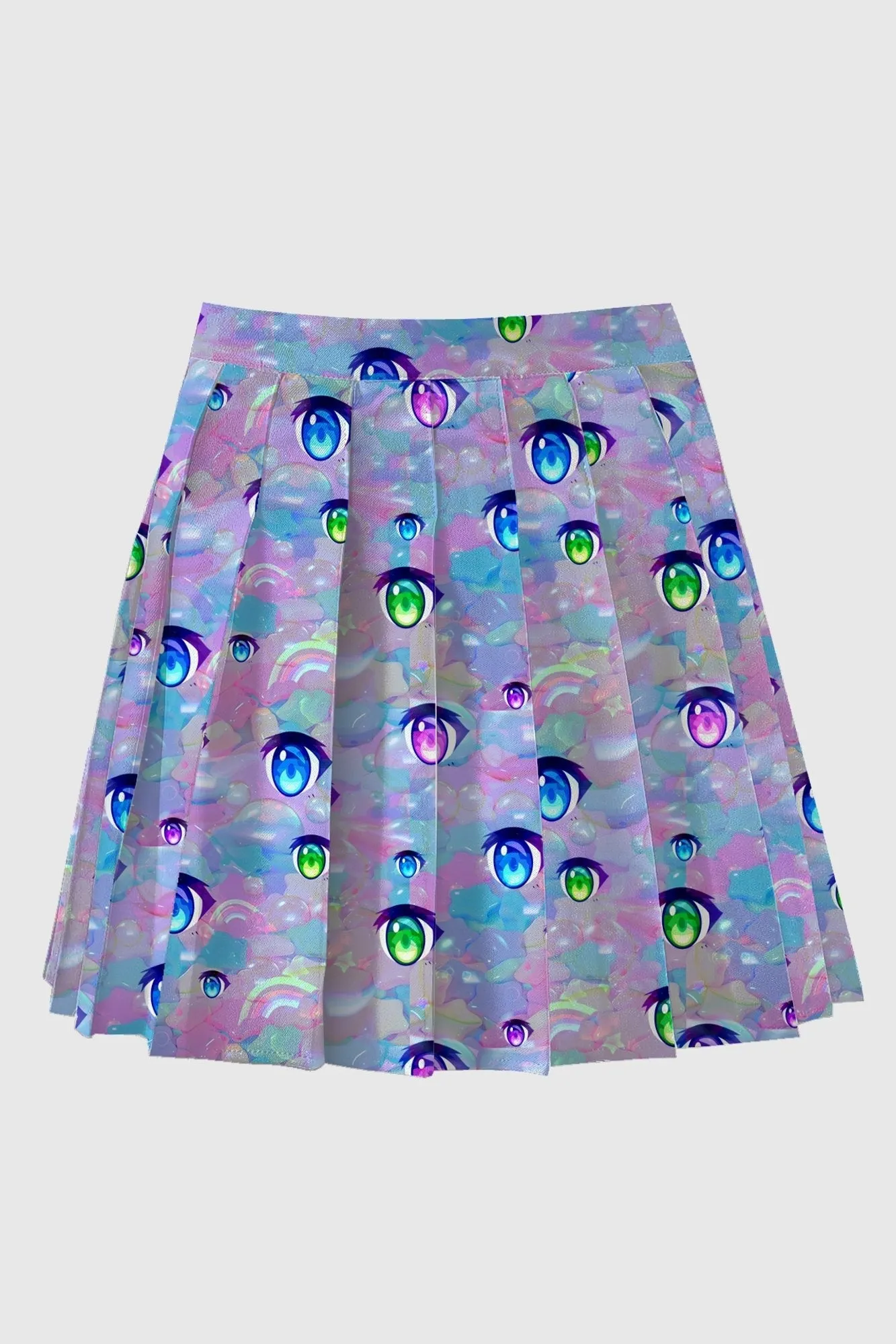 Plus Anime Eye Pattern Pleated Skirt