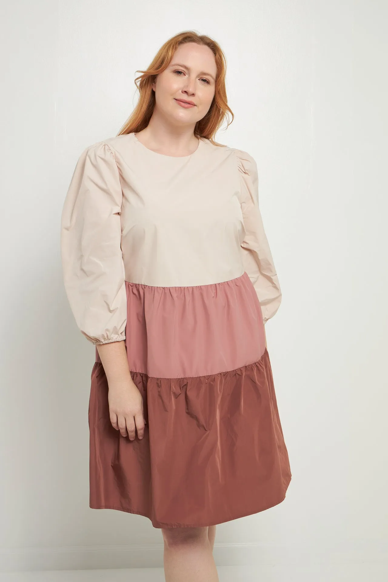 Plus Size Colorblock Mini Dress
