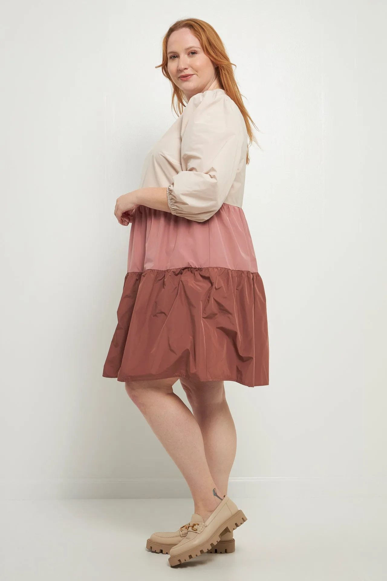 Plus Size Colorblock Mini Dress