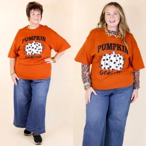 Polka Dot Pumpkin Season Short Sleeve Graphic Tee in Burnt Orange