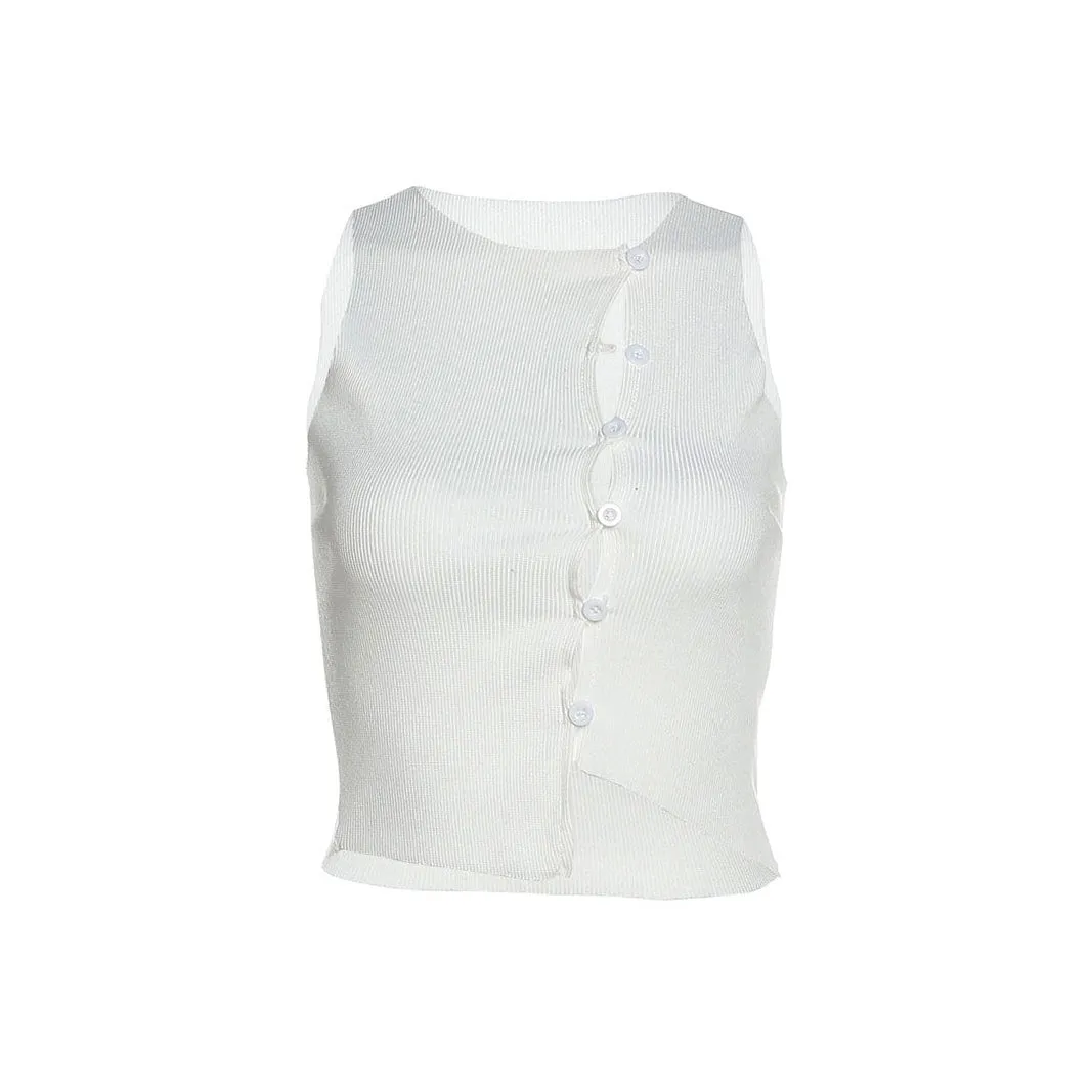 Portrait Mode Button Ribbed Top