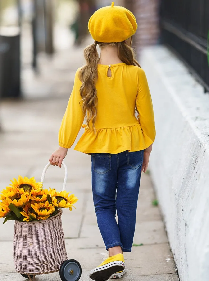 Pretty in Yellow Patched Jeans Set