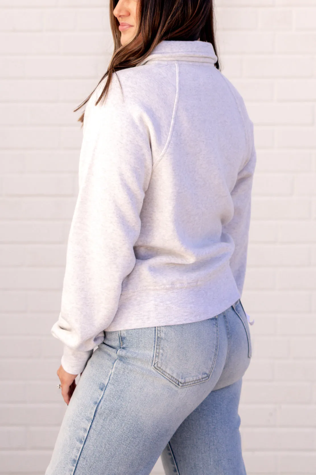 Priscilla Half Button Top | Heather Grey