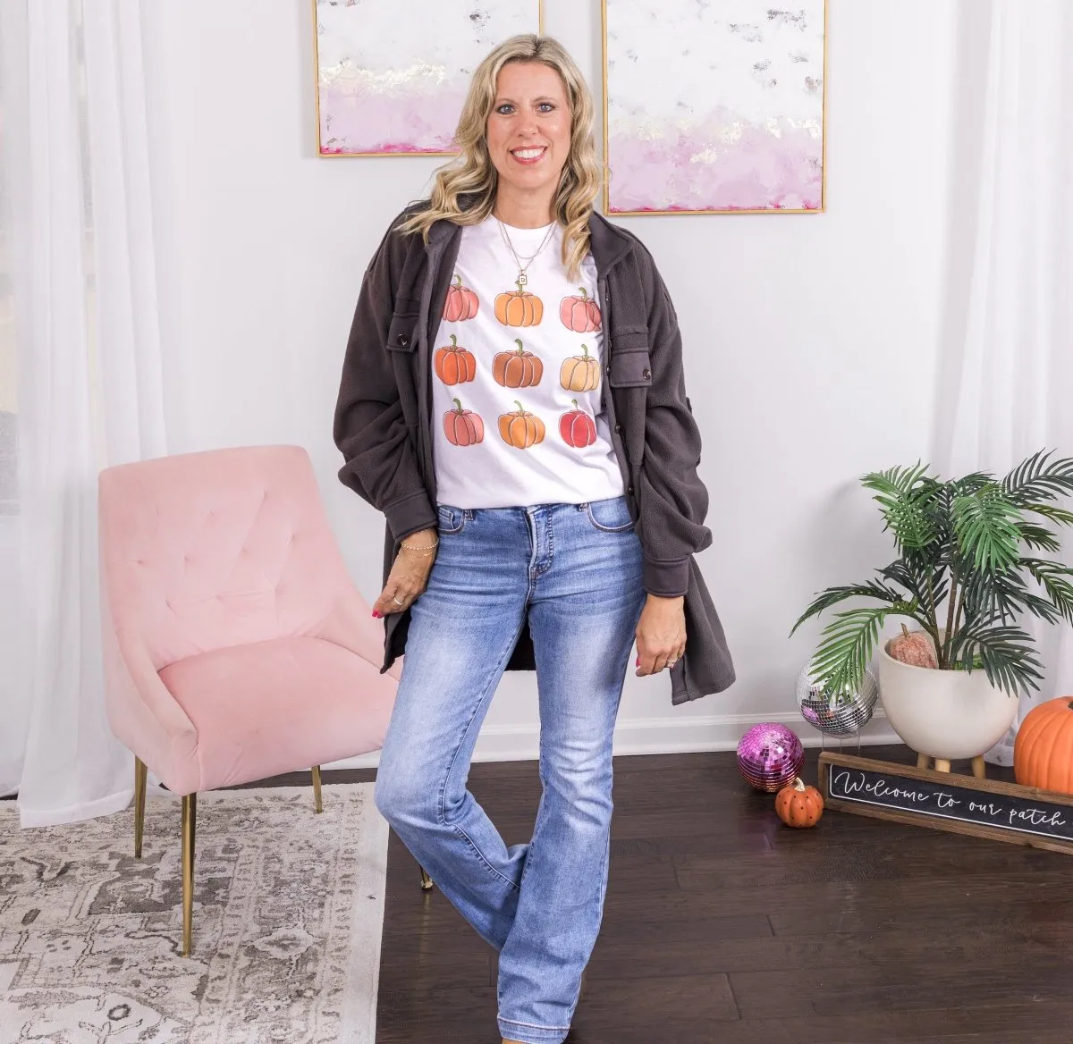 Pumpkin Collage Patch Wholesale Bella Graphic Tee - Quick Shipping