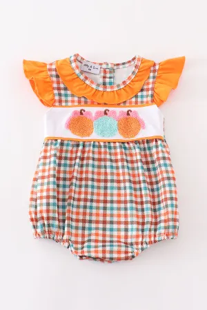 Pumpkin french knot gingham girl bubble