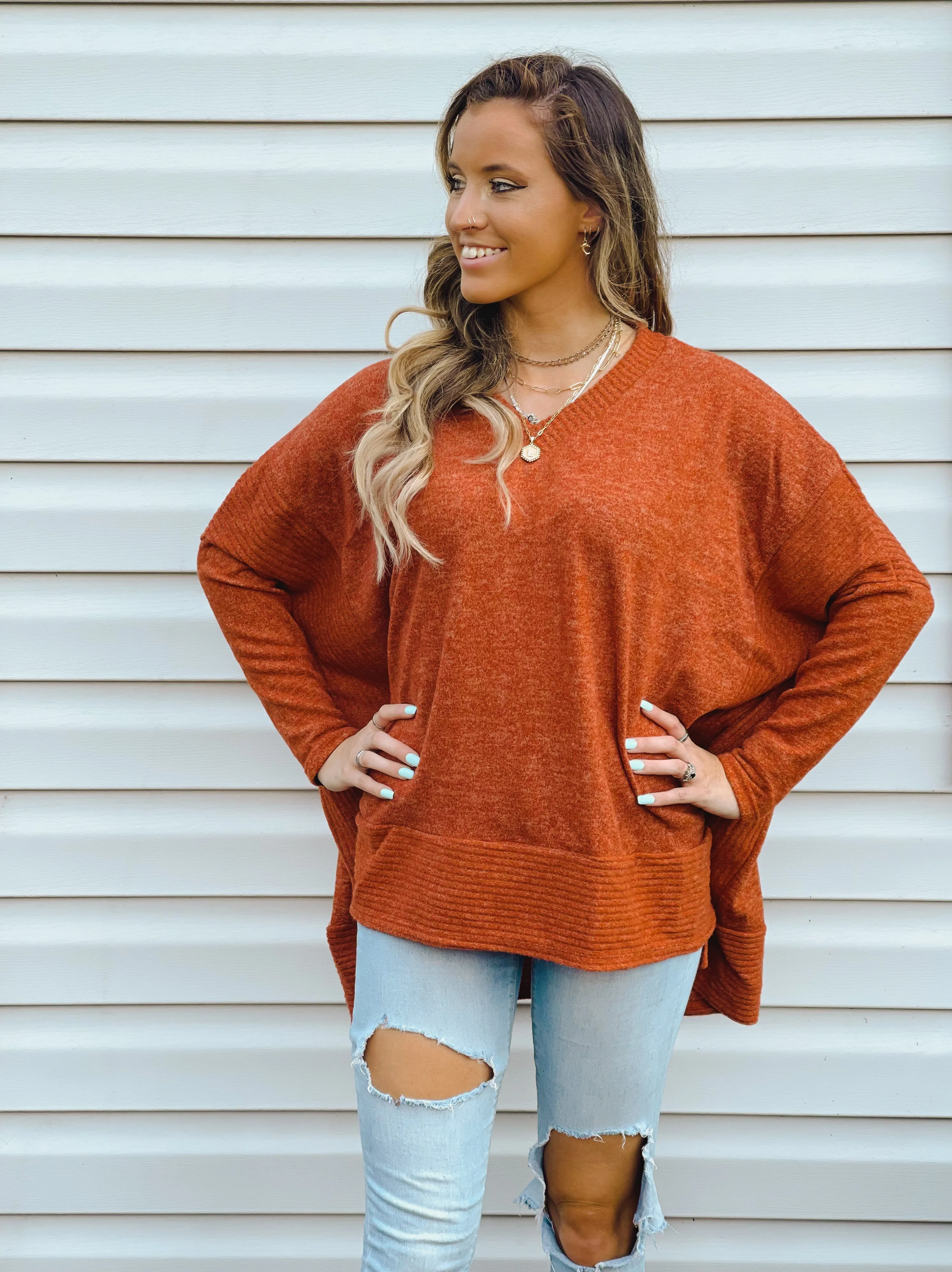 Pumpkin Patch Soft High-Low Sweater