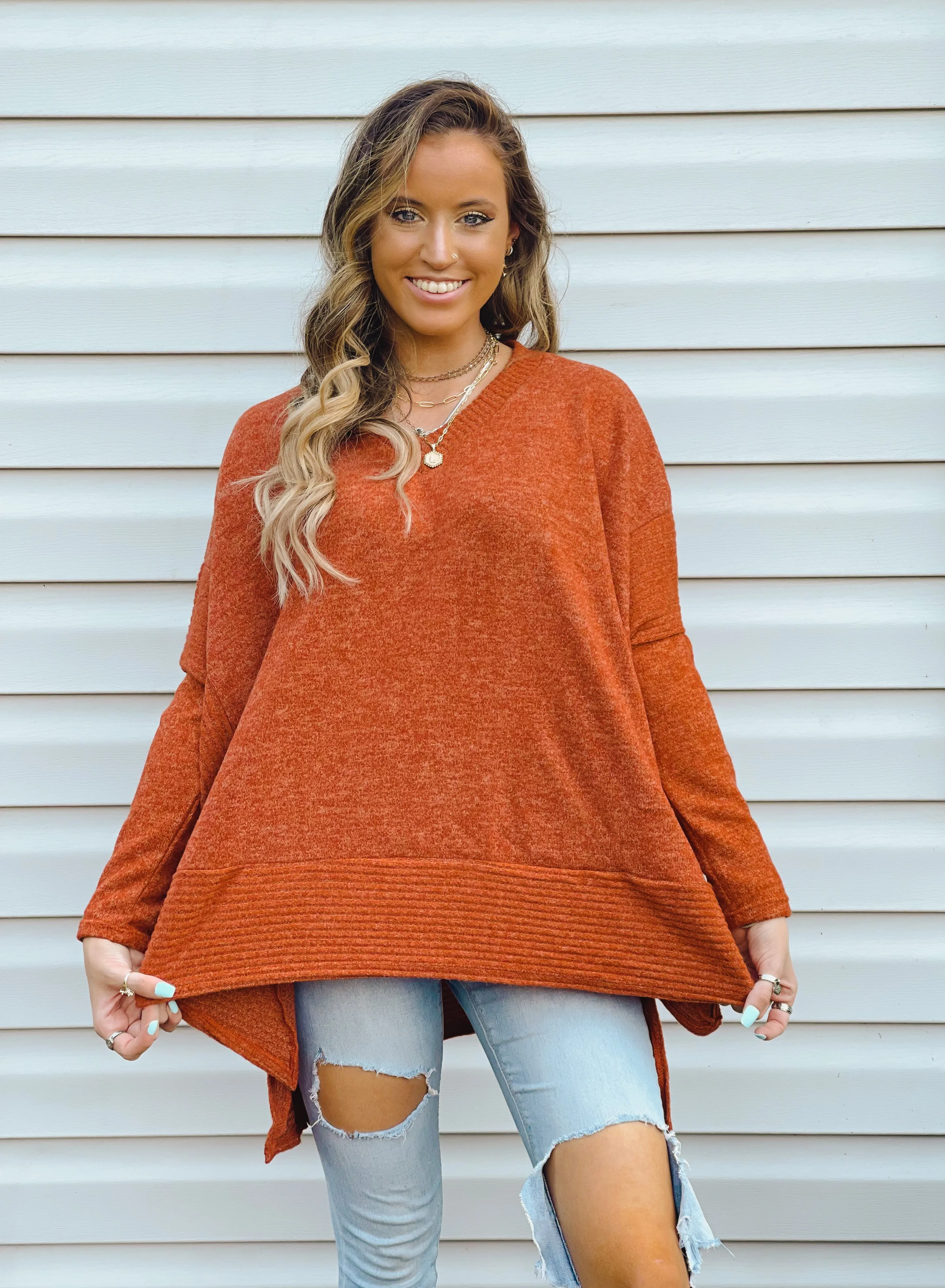 Pumpkin Patch Soft High-Low Sweater