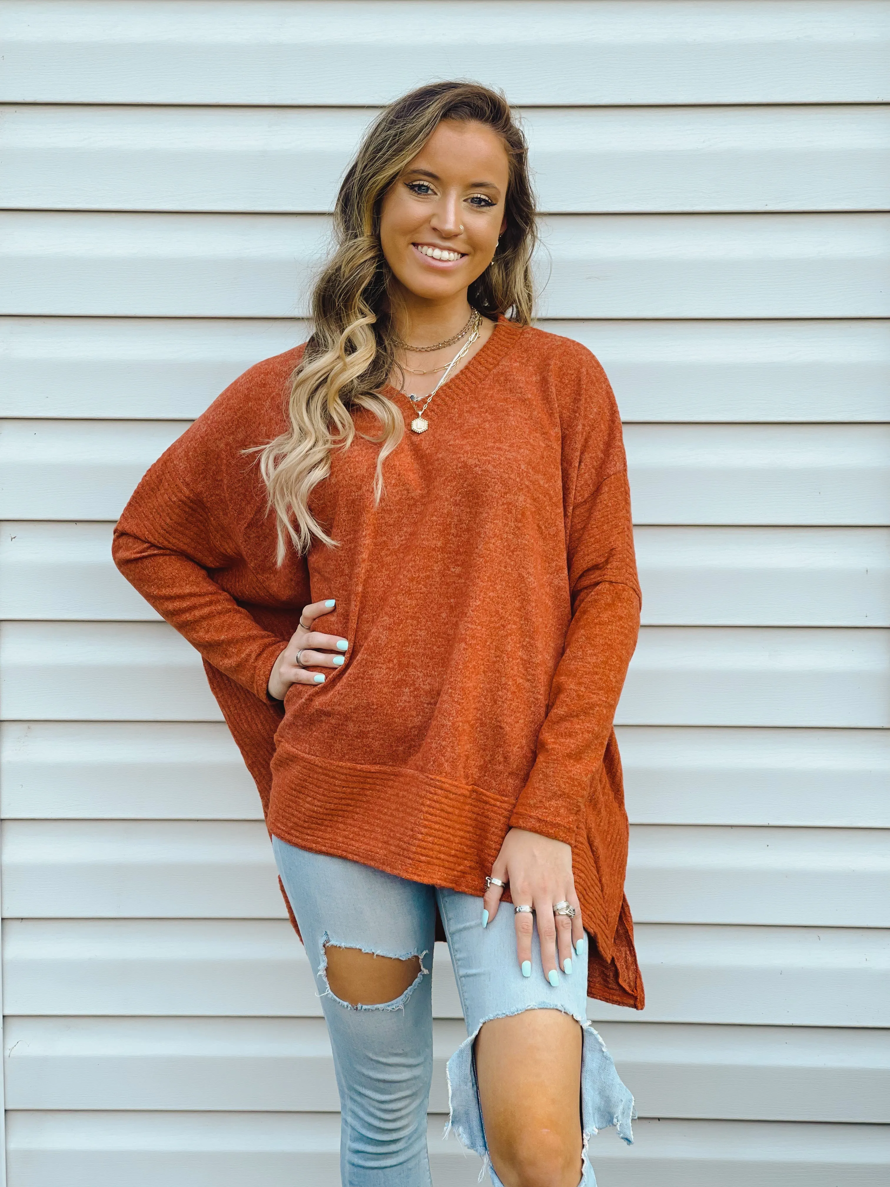 Pumpkin Patch Soft High-Low Sweater