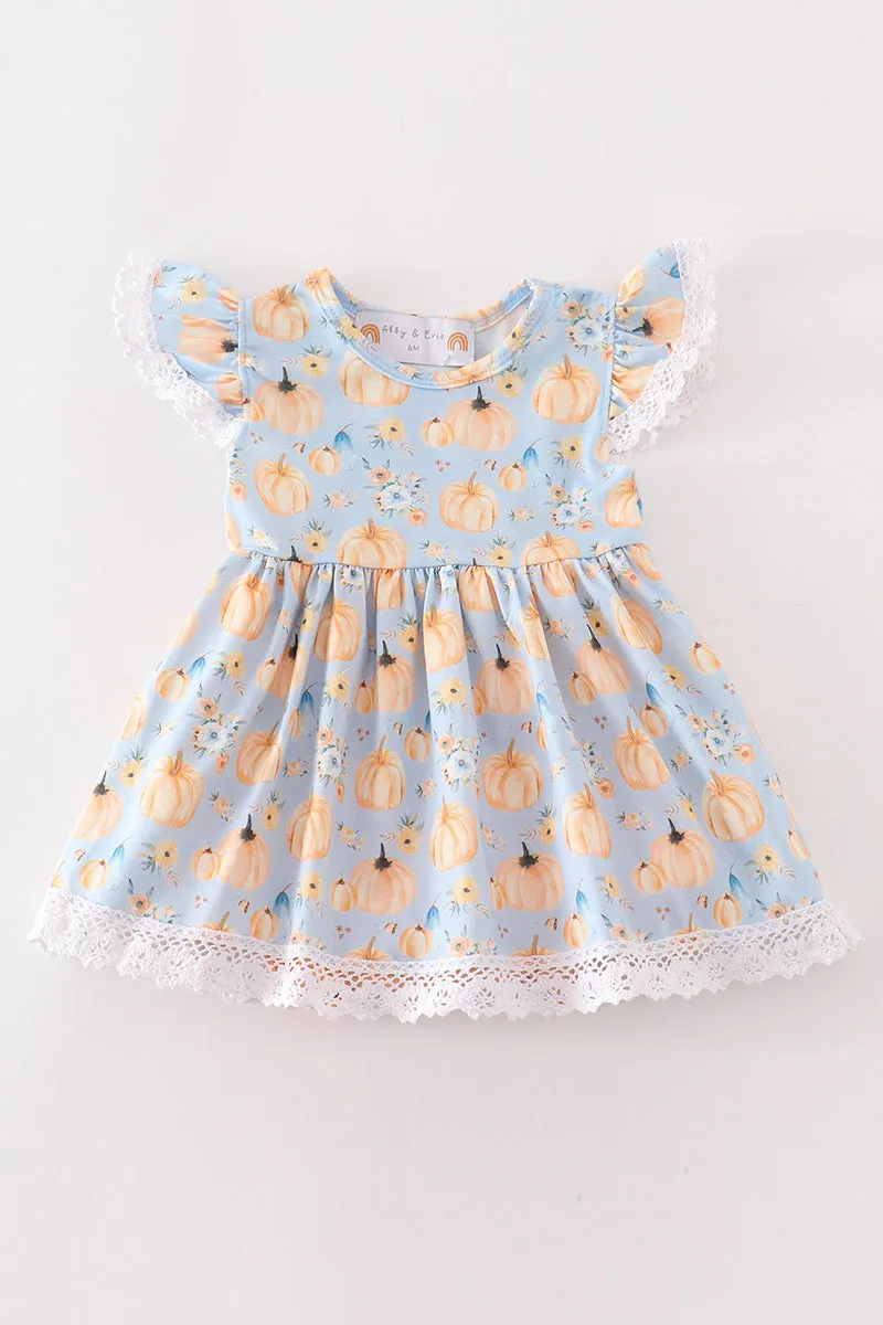Pumpkin print ruffle girl bubble