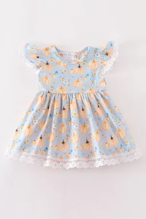 Pumpkin print ruffle girl bubble