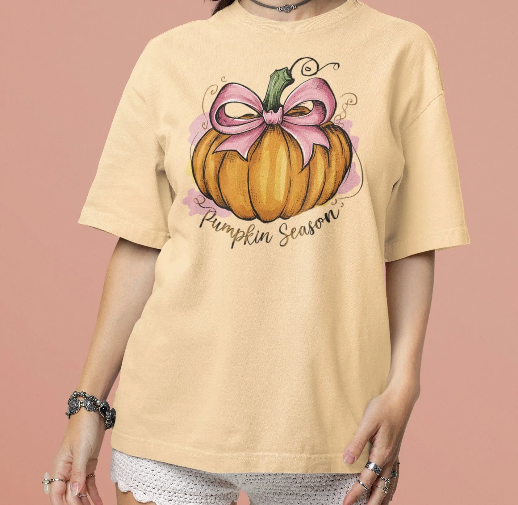Pumpkin Season T-Shirt, Cute Pumpkin Graphic Tee, Coquette Style Pumpkin Top, Fall Pumpkin Shirt, Cozy Autumn Sweatshirt
