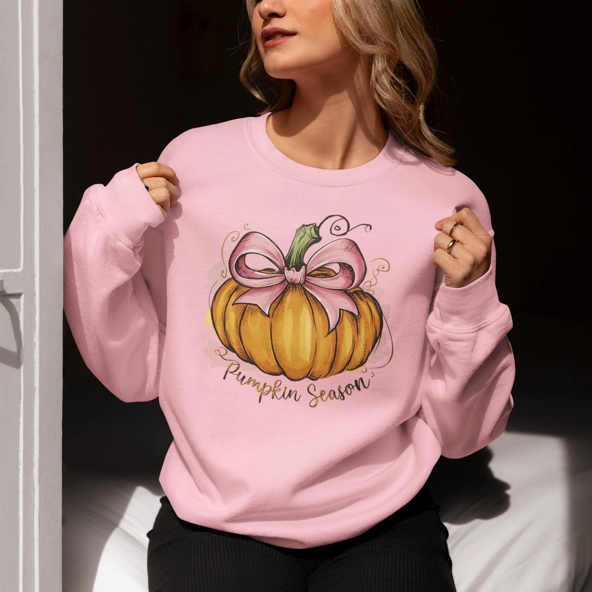 Pumpkin Season T-Shirt, Cute Pumpkin Graphic Tee, Coquette Style Pumpkin Top, Fall Pumpkin Shirt, Cozy Autumn Sweatshirt