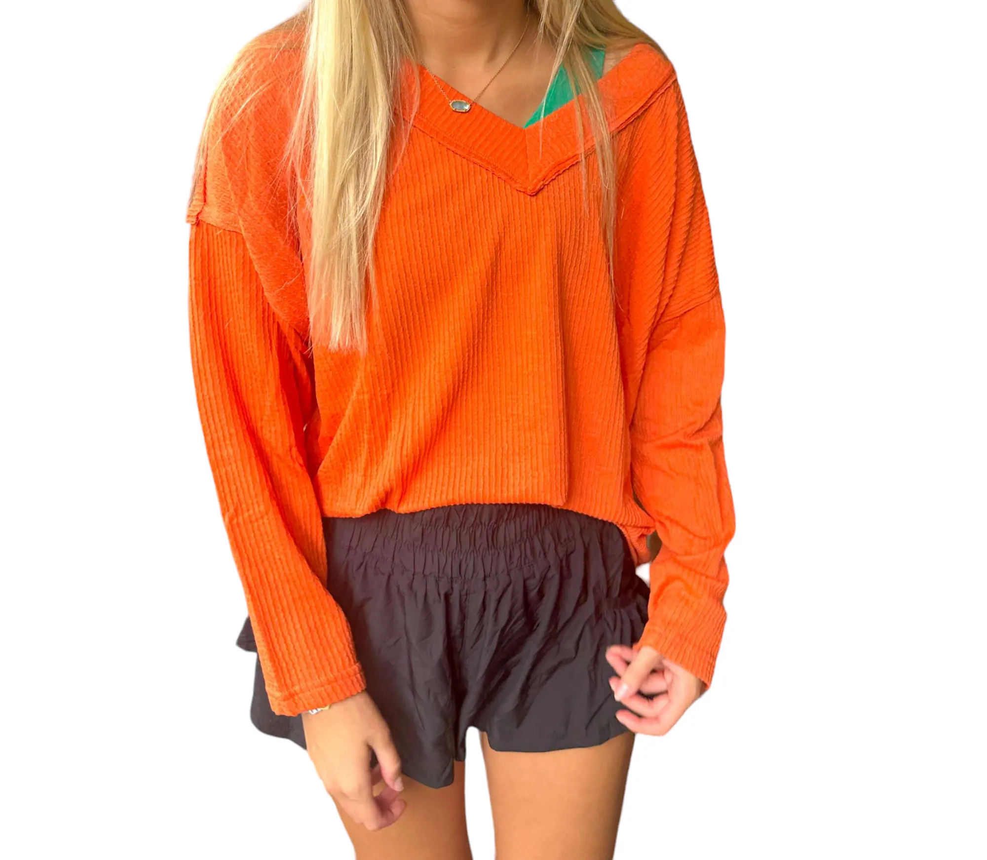 Pumpkin Spice V-Neck Oversized Sweater