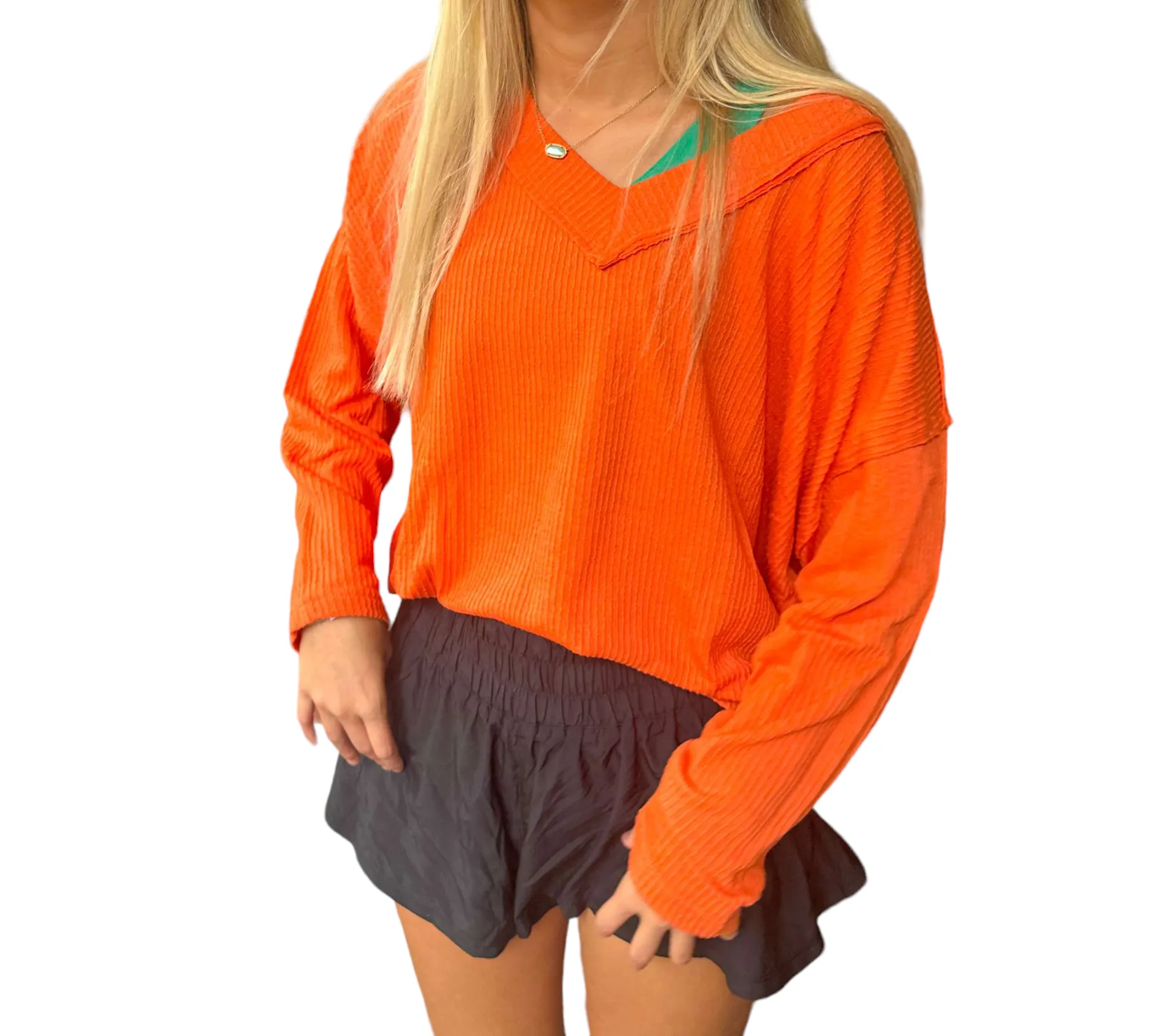 Pumpkin Spice V-Neck Oversized Sweater