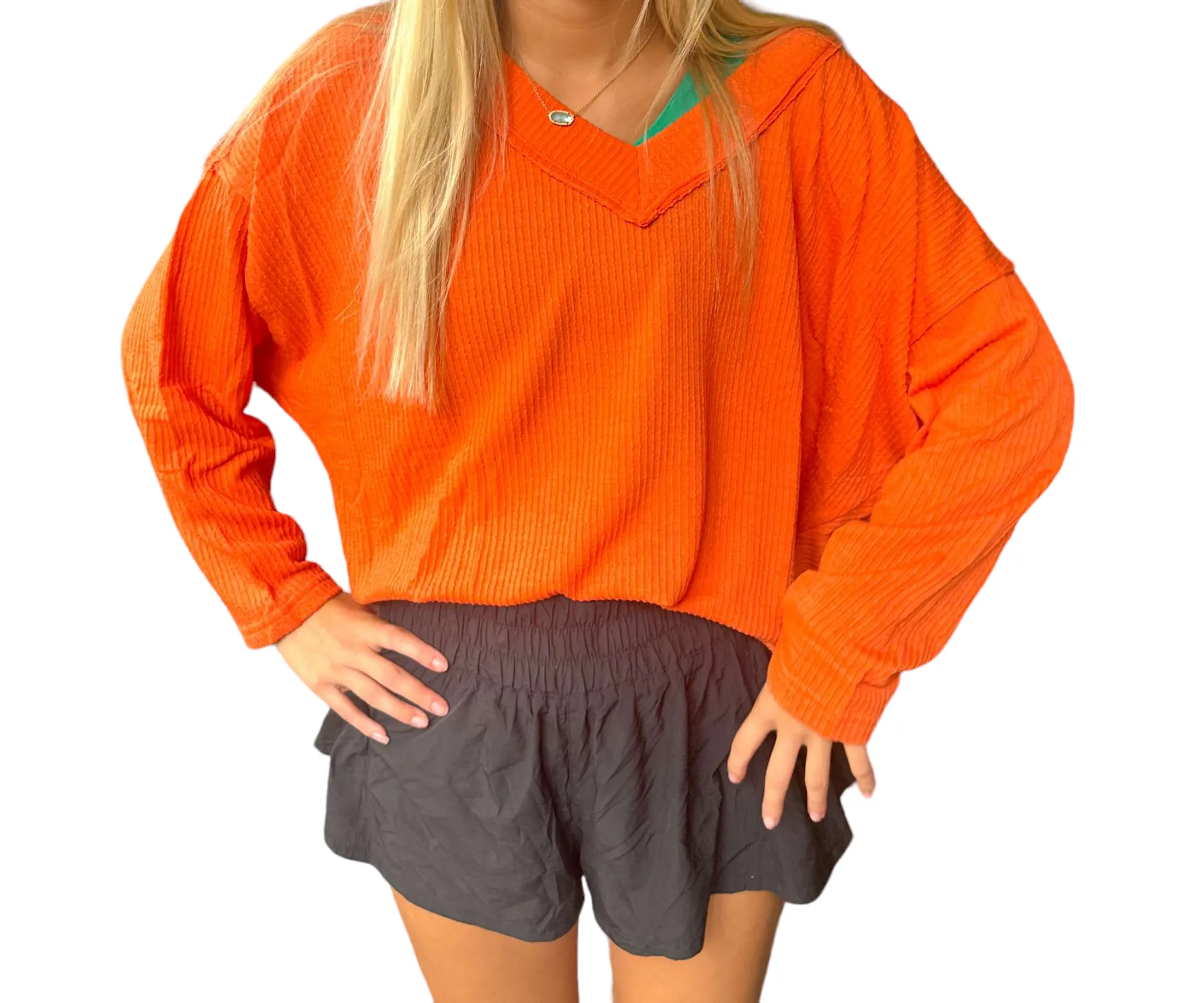 Pumpkin Spice V-Neck Oversized Sweater