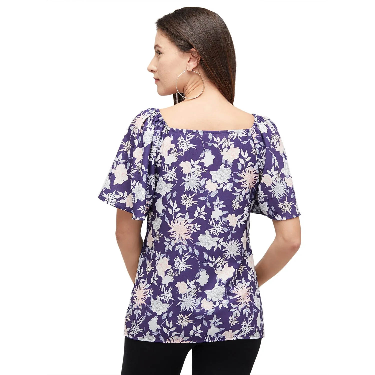 Purple Floral Printed Top