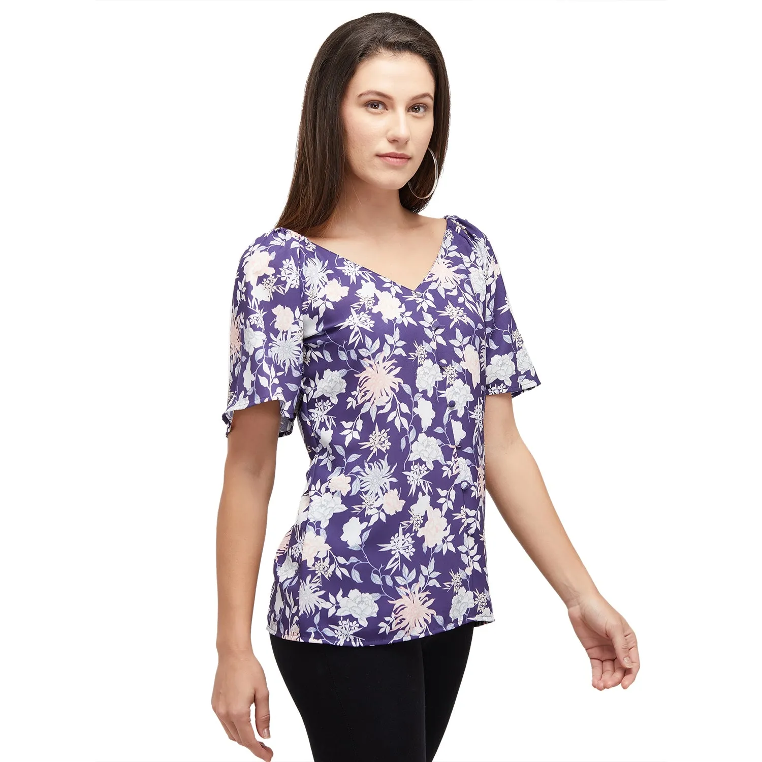 Purple Floral Printed Top