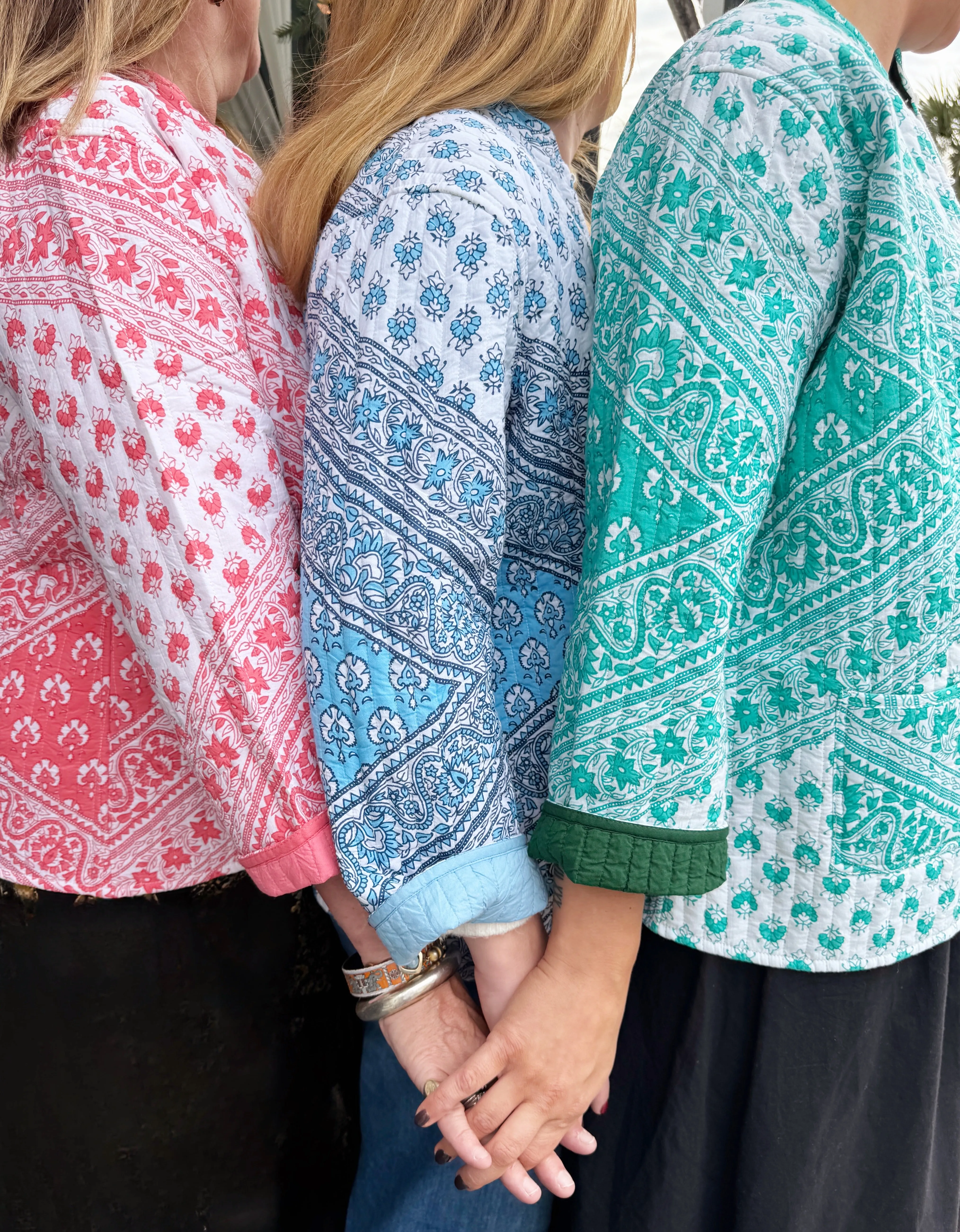 Quilted Jacket Sea Glass Coral Bandana