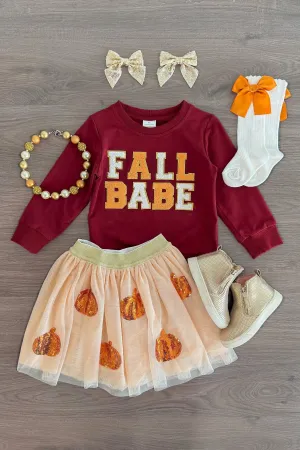 "Fall Babe" Burgundy Chenille Patch Top
