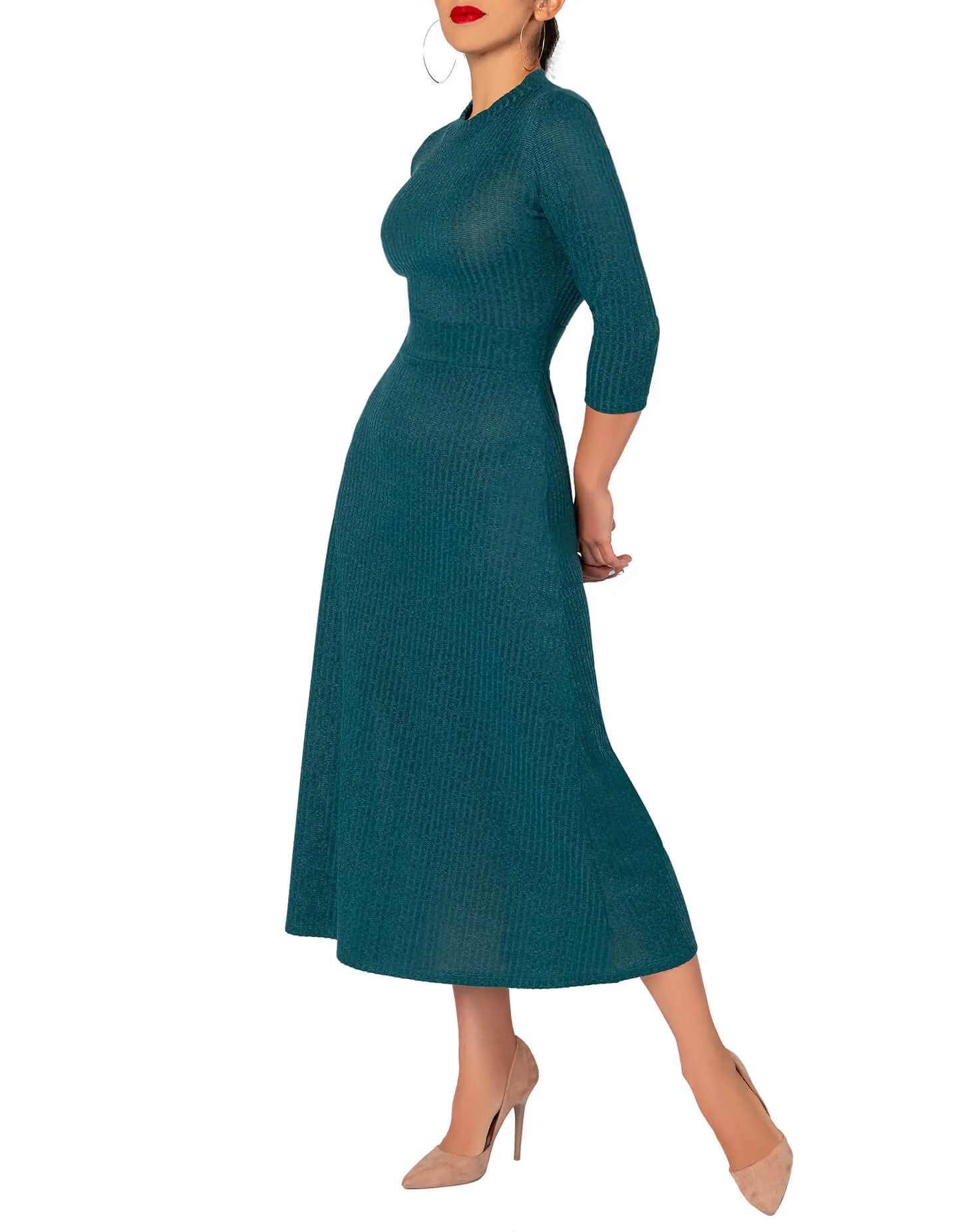 "Gloria" Hunter Green Mock Dress