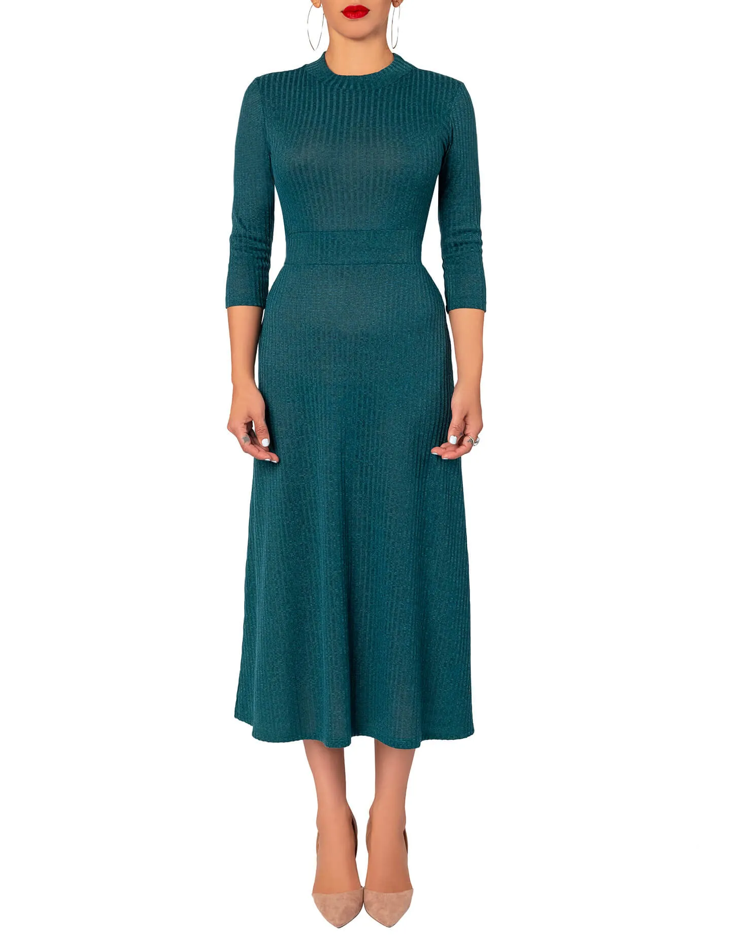 "Gloria" Hunter Green Mock Dress