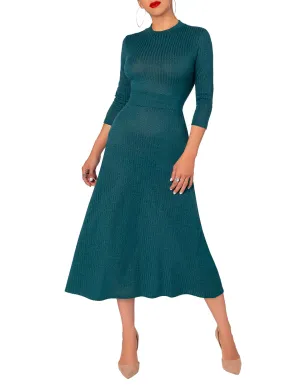 "Gloria" Hunter Green Mock Dress