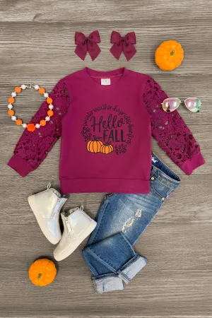 "Hello Fall" Plum Pumpkin Top