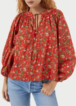 Red Flowered Poet Top