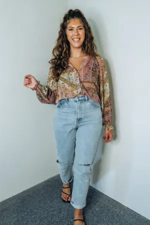 'Reese' Semi-Sheer Button-Up Blouse